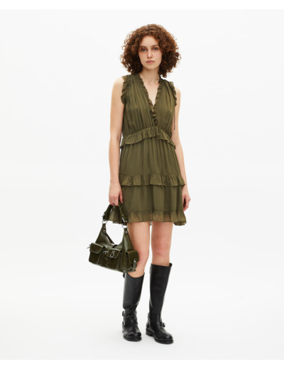 Robe courte avec volants kaki kaki