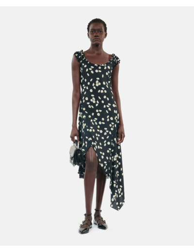 Robe longue avec imprimé fleuri black white
