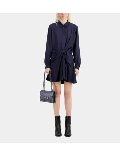 Robe Courte Bleu Marine Avec Drapé