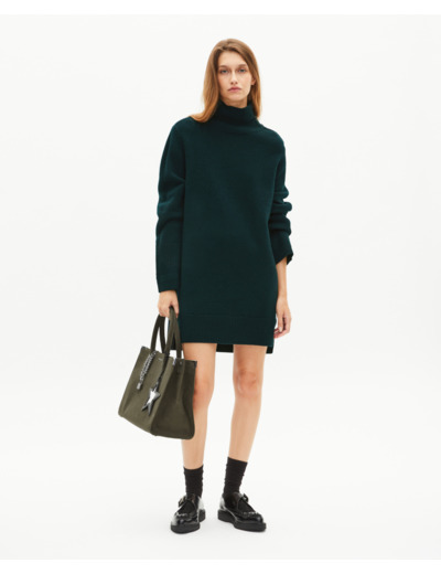 Robe courte en laine verte green