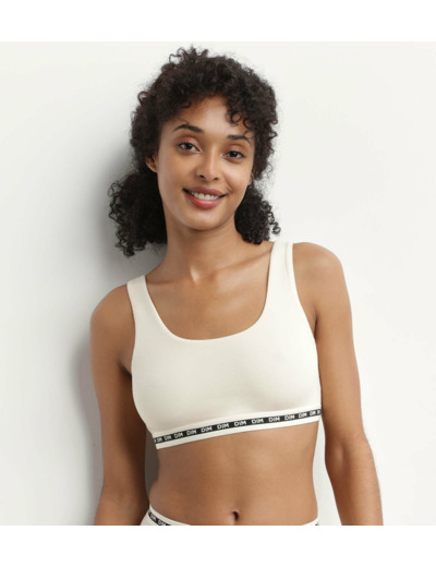 Brassière crop top Beige sans armature en modal polyamide Dim Icons Seamless