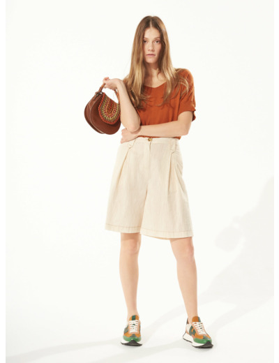 Short rayure naturelle