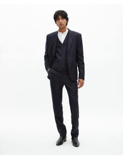 Veste de costume en laine bleu marine bleu