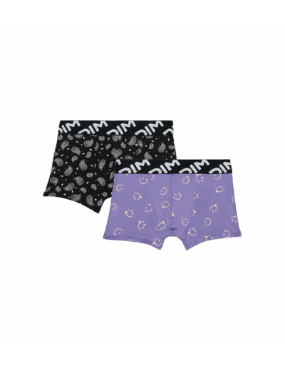 Lot de 2 boxers garçons en microfibre recyclée motif smiley Dim Micro
