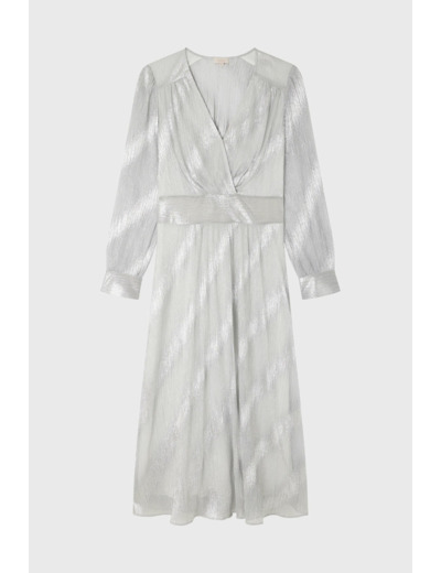 Robe midi cintrée argentée - EMYLDA