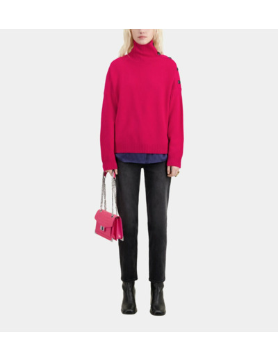 Pull Col Cheminee Et Patte Boutonnee cherry