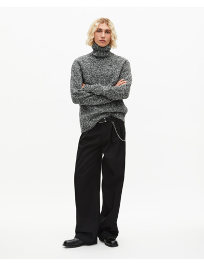 Pull col roulé mouliné noir et blanc black white