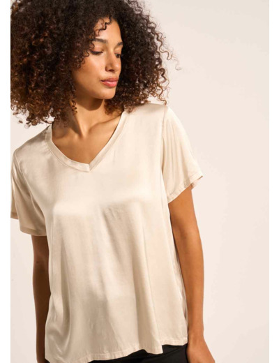 T-shirt à col V et manches courtes