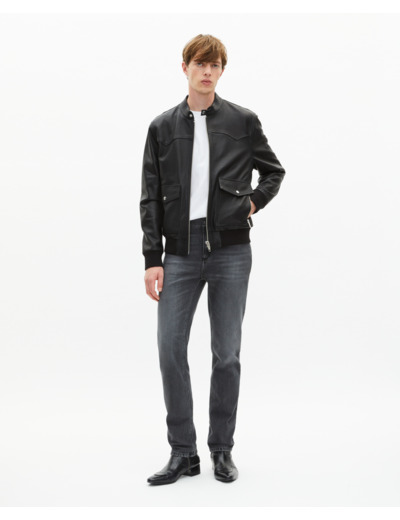 Blouson en cuir noir black