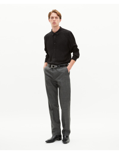 Pantalon de costume droit en pied de poule noir et gris grey