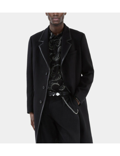Manteau Long En Laine Mélangée Noire black
