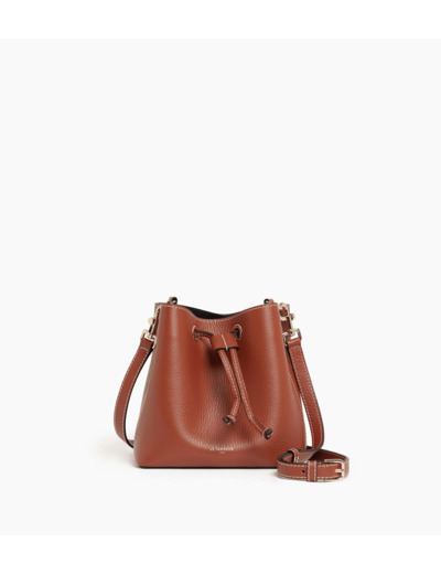 Mini sac seau Louise en cuir grainé