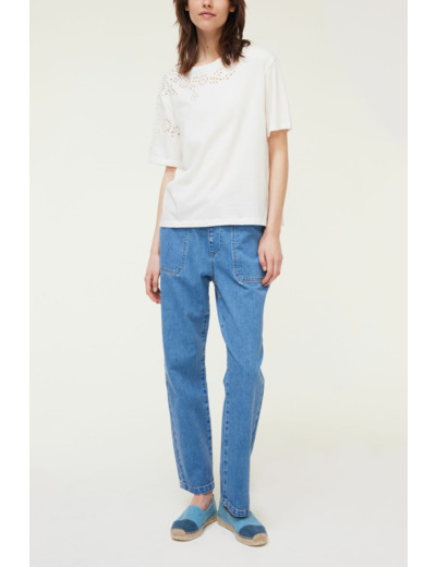 T-shirt col rond brodé - MAUREEN