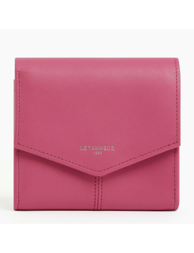 Petit portefeuille zippé Charlotte en cuir lisse