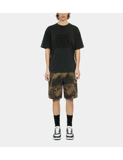 T-Shirt Noir Avec Broderie Logo black washed