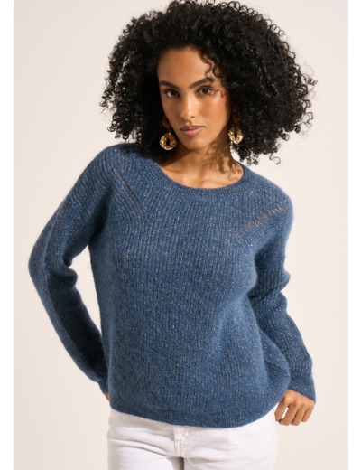 Pull col rond à détails brillants
