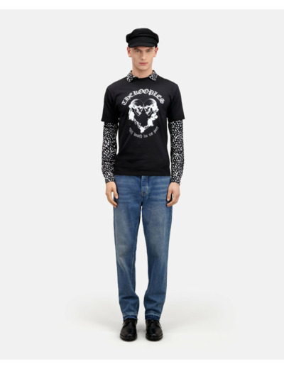 T-Shirt Manches Courtes Avec Print Skull Coeur Devant black