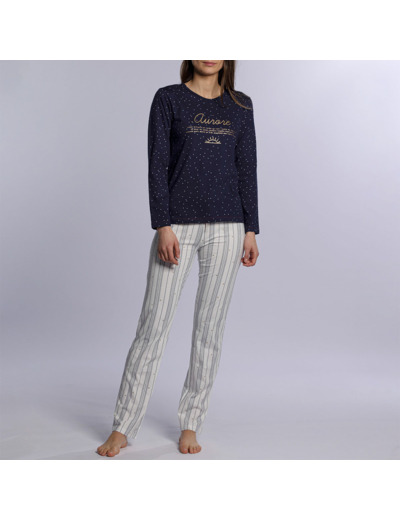 Pyjama femme AURORE marine/imprimé