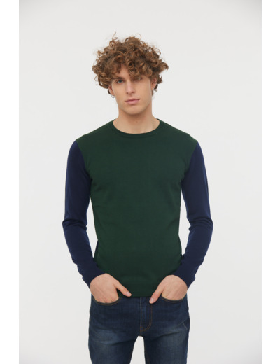 Pull col rond léger bicouleur
