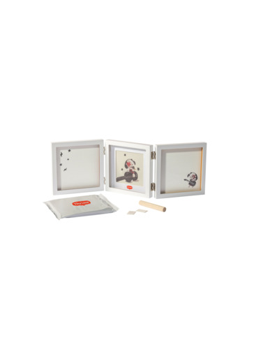 Double cadre photo et empreinte Blanc