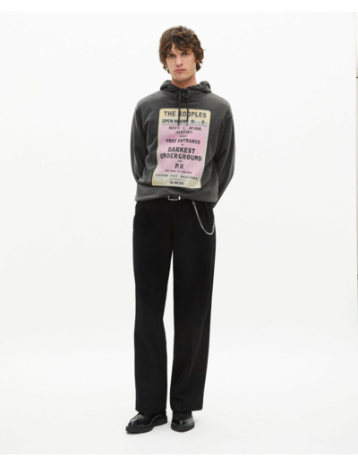 Sweat a capuche avec print devant black washed