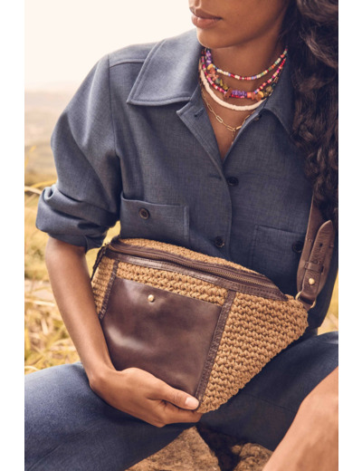 Banane en cuir et jute GABRIEL XL