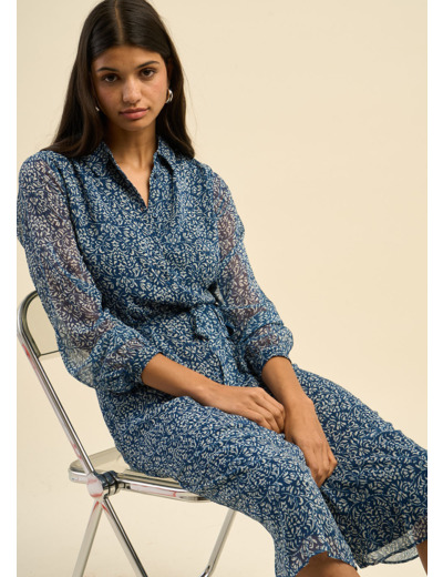 Robe chemise imprimée et longue