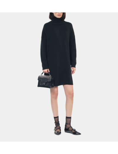 Robe pull courte en cachemire noir black