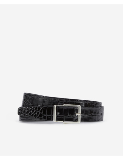 Ceinture en cuir effet crocodile noir black