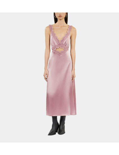 Robe Nuisette Longue Lilas Avec Guipure black