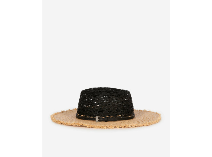 Chapeau en raphia black - cream
