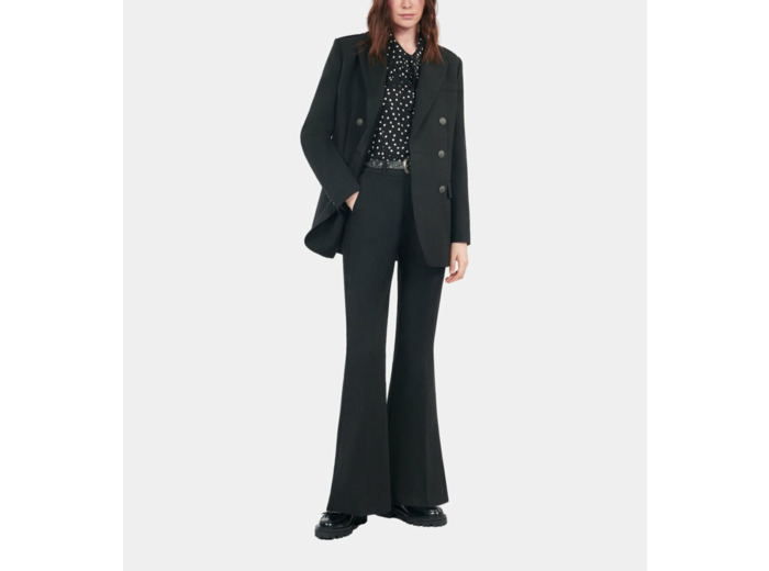 Pantalon Tailleur En Laine Mélangée Noir black