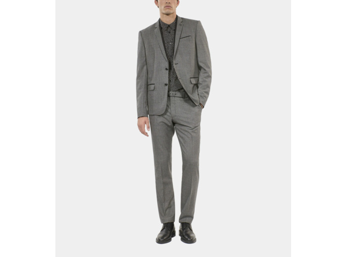Veste De Costume Pied De Poule Noir Et Blanc black grey