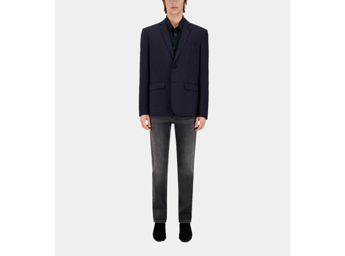 Veste De Costume Prince De Galles Bleu Marine En Laine navy