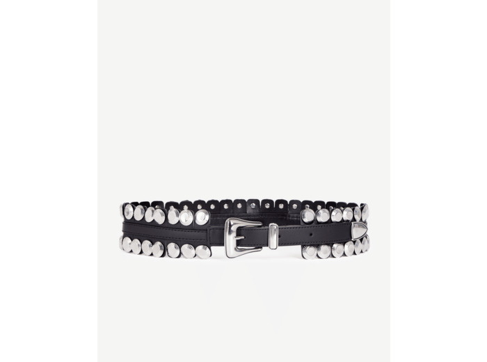 Ceinture Large En Cuir Noir Avec Rivets black