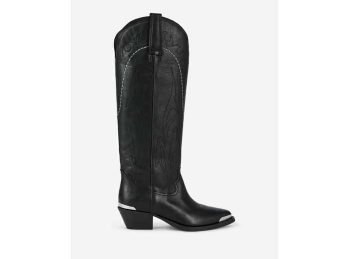 Bottes Western En Cuir Noir black
