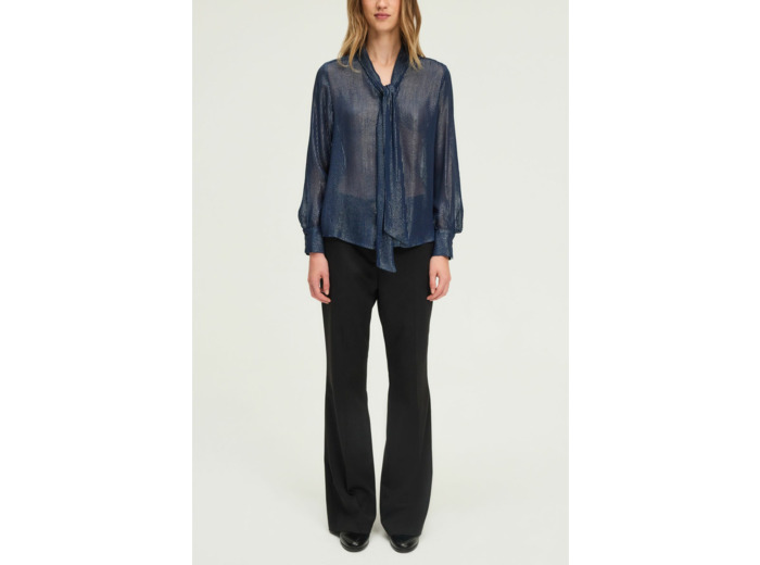 Chemise lavallièrerayée en lurex - AMELINA
