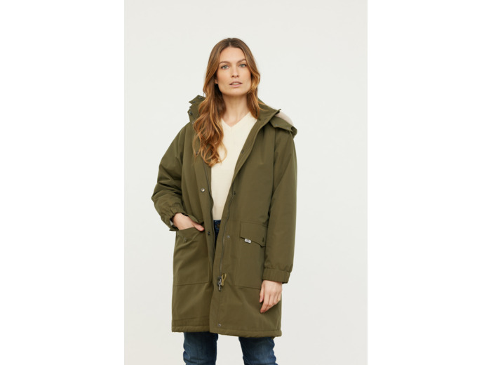 Parka ample doublée fausse fourrure et capuche amovible