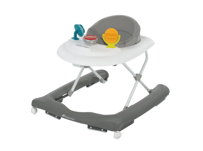 Bebeconfort Explorer Trotteur pour bébé avec plateau d'activités musical amovible, Trotteur bébé facilement pliable, De 6 à 18 mois, Jusqu'à 12 kg Mist Gray