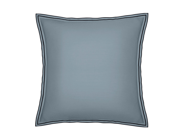 TAIE D'OREILLER | Pure White Percale Lavée - Blue - Finition Black