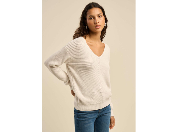 Pull ample à col V avec détails en lurex