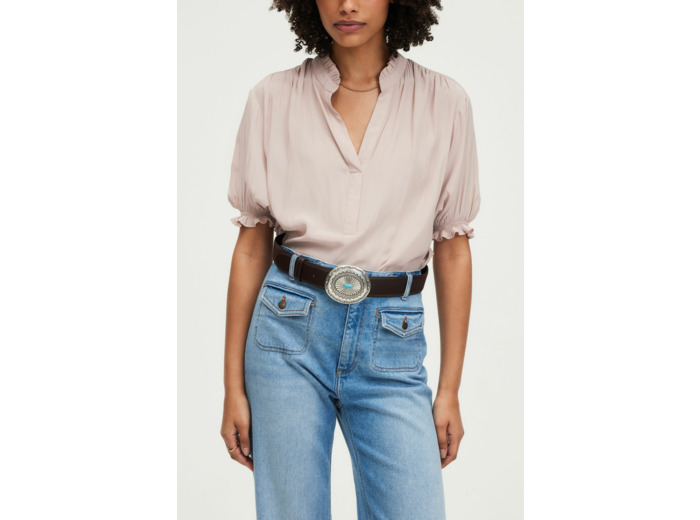 Blouse en satin à volants - UMELIA