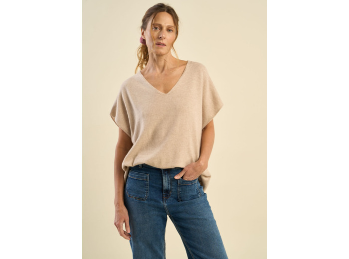 Pull manches courtes en cachemire