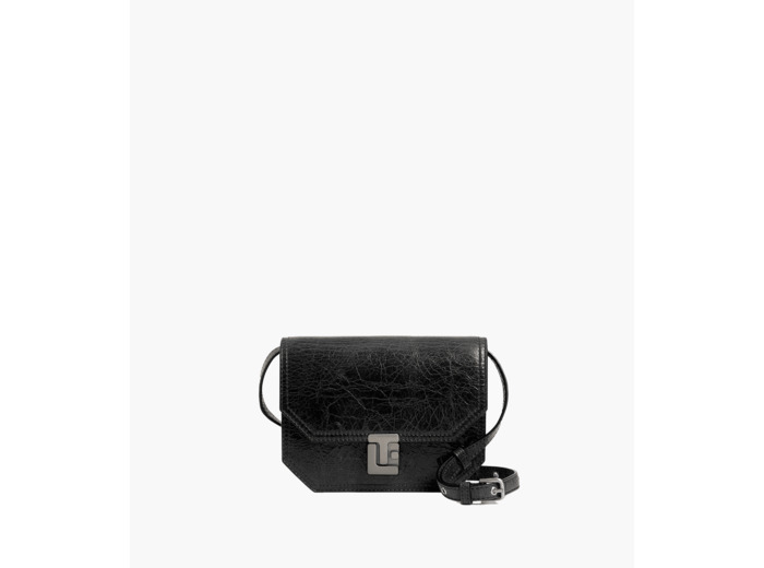 Petit sac bandoulière Rose en cuir froissé
