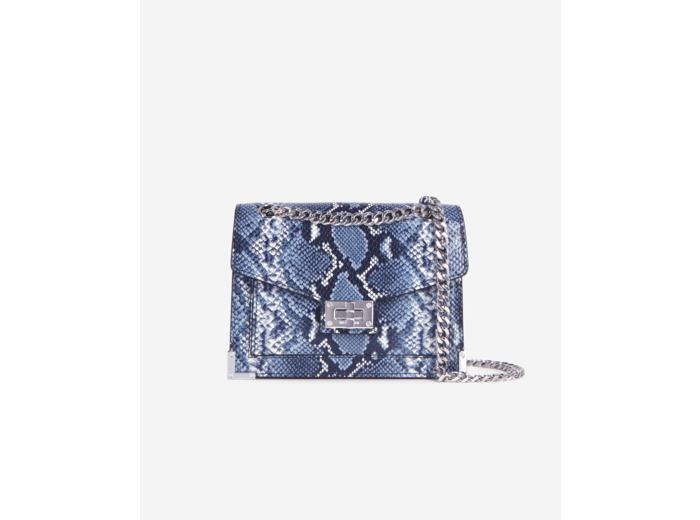 Sac Emily Chaine En Cuir Embosse Lezard navy