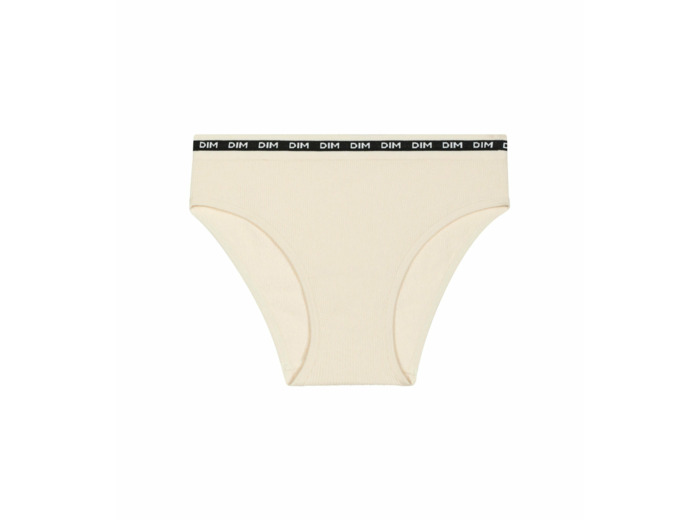 Slip pour fille en tissu côtelé Beige à ceinture noire Dim Icons