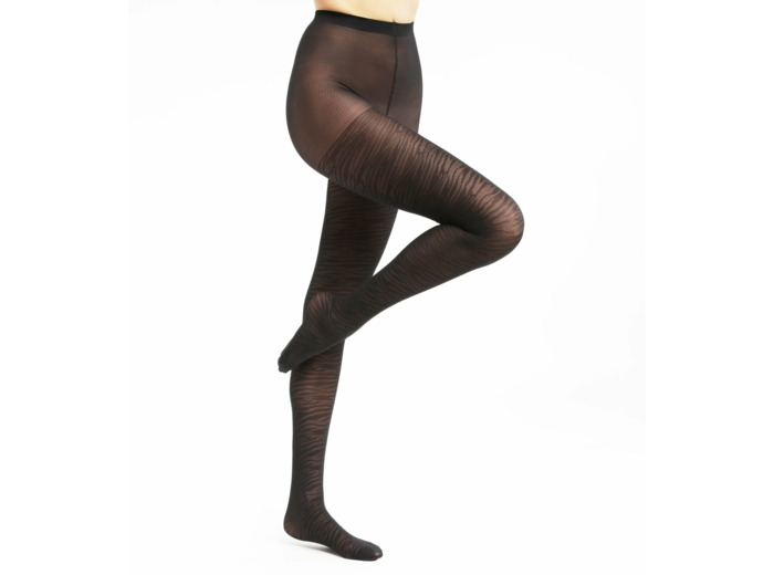 Collant transparent pour femme Noir à motif zèbre Dim Style
