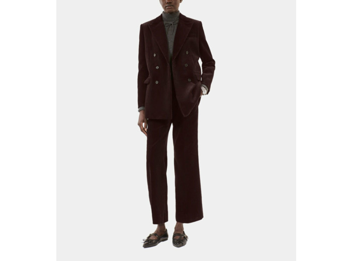 Veste Tailleur En Velours Côtelé Marron brown