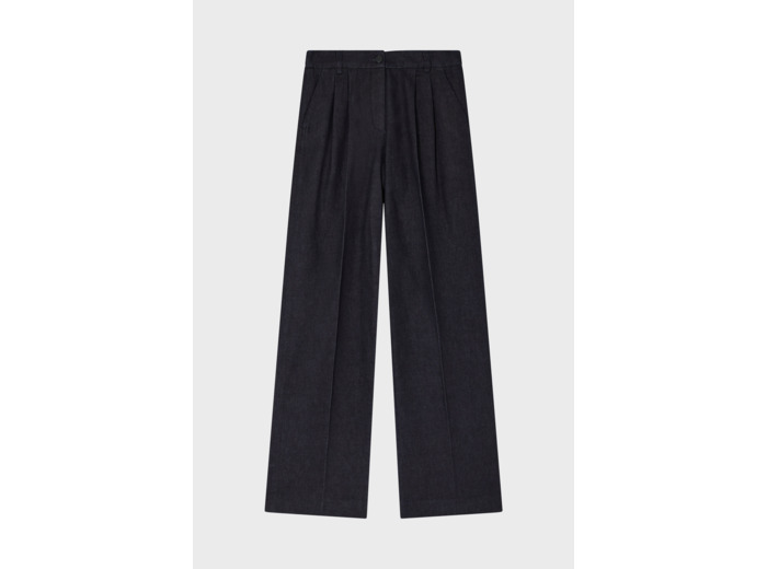 Pantalon carotte en coton et cachemire