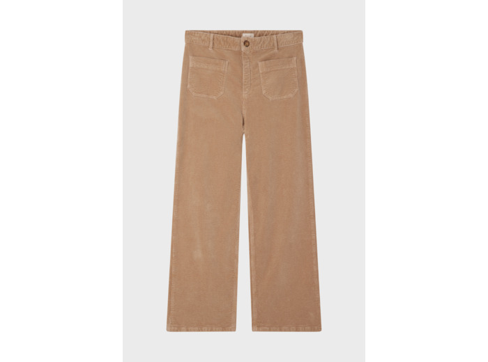 Pantalon droit en velours beige - NANETTE